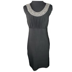 Scarlett Nite Formal LBD Dress Sleeveless Gold Beaded Neckline Fitted Waist Sz10